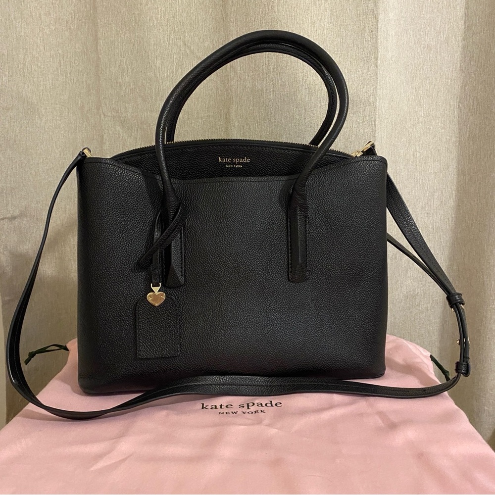 Kate Spade Black Large Margaux Satchel with Crossbody Strap - Picture 2 of 8